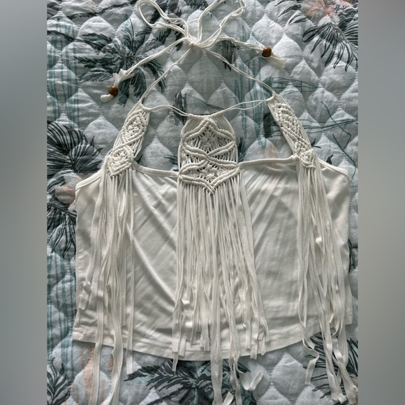 POL White Boho Festival Top- Size Womens M - Picture 2 of 6